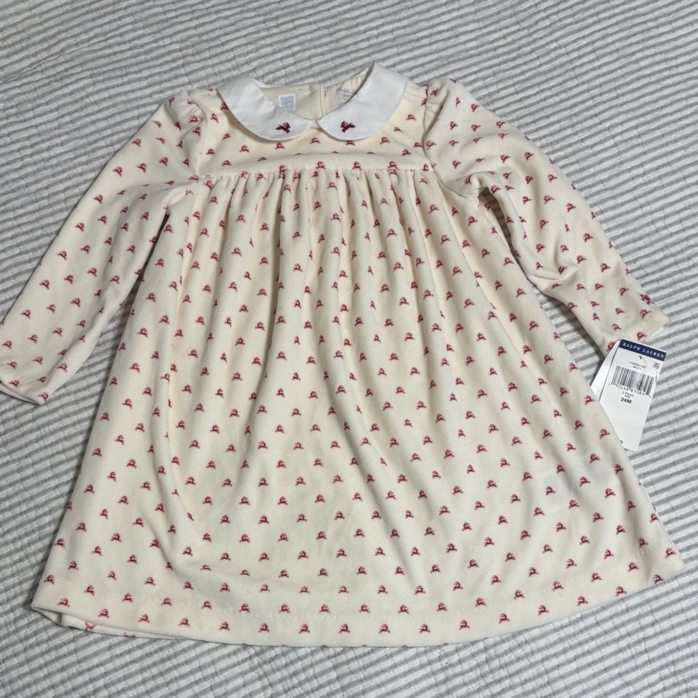 Polo by Ralph Lauren Cream and Red Dress Size 24 months